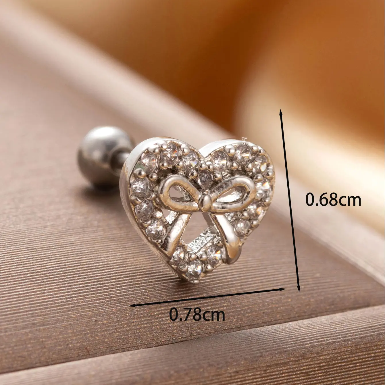 1 Piece Simple Series Classic Heart Copper  18K Gold Plated Zircon Women's Stud Earrings h5 